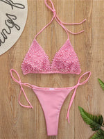 S - XL Halter Luxury Pearls Bikini Women Swimsuit Female Swimwear Two-pieces Bikini Set Mini Micro Bather Bathing Suit Swim Lady