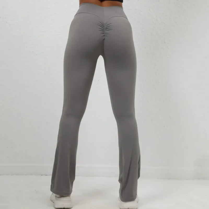 Women's Seamless Yoga Leggings Pants Sports Fitness Peach Hip-lifting High Waist Slimming Dance Training Workout Flared Pants