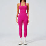 Summer Seamless Yoga Sets Women Outdoor Slimming Sports Tank Top High Waist Hip Lifting Leggings Gym Fitness Suits Tracksuit