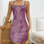 Valentine's Day Ice Silk Pajama Skirt Sleeveless Short Skirt with Suspender Skirt Sexy Pajama Women's Thin Printed Home Clothing