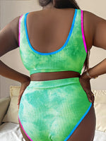 Large Size 3XL Women's Patchwork Swimsuit Sexy Backless High Waist Swimwear Textured Bikini Set Female Beachwear Holiday Biquini