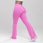 TOUREG High Waisted Yoga Pants Women V-Shaped Back Flare Leggings Butt Lifting Sports Trousers for Fitness Running