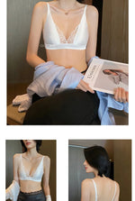 Elegant French Lace Triangle Bra, Summer Satin Bralette for Small Bust, Wirefree Sensual Lingerie Set MOYISU Panty Bras & Set AB