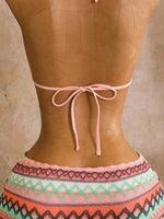Sexy Hot Pink Knitted Striped Swimsuit 2026 Women Metal Circle Patchwork Hollow Backless Beach Bathing Suit One Piece Swimwear