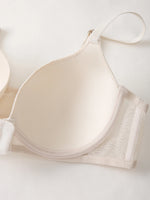 Women's Everyday Floral Embossed Thin Cup Push up Bra, Front Clasp Lace Backless Soft Comfort Underwear