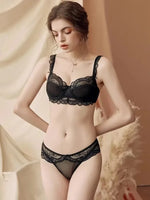 MOYISU 2026 French Lace Bralette Set | A-G Cups Adjustable Lift | Anti-Sag Slimming Bra | Sheer Allure Wire-Free Summer