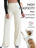 Soft Sports Straight Leg Pants Womens Mid Waist Yoga Trouser Fitness Workout Leggings Naked Feeling Pilates Running Sweatpants