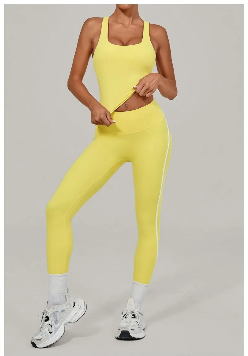 Women's Seamless Yoga Sets Sports Fitness Beauty Back Vest Hip-lifting Pants Slim-fit Suits Running Workout Gym Training Sets