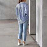 Women Shirt Lapel Long Sleeve Women's Shirts Single Breasted Shirt Tops with Patch Pocket Office Tops