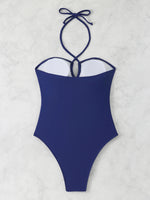 2026 Halter Swimsuit One Piece Solid Hollow Swimwear Women Sexy Bathers Bathing Swimming Swim Suit Female Beachwear
