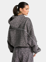 Vintage Leopard Hooded Sweatshirt Suit Loose Fit Contrast Line Wide Leg Trousers Fashion Athletic Tracksuit Outfit
