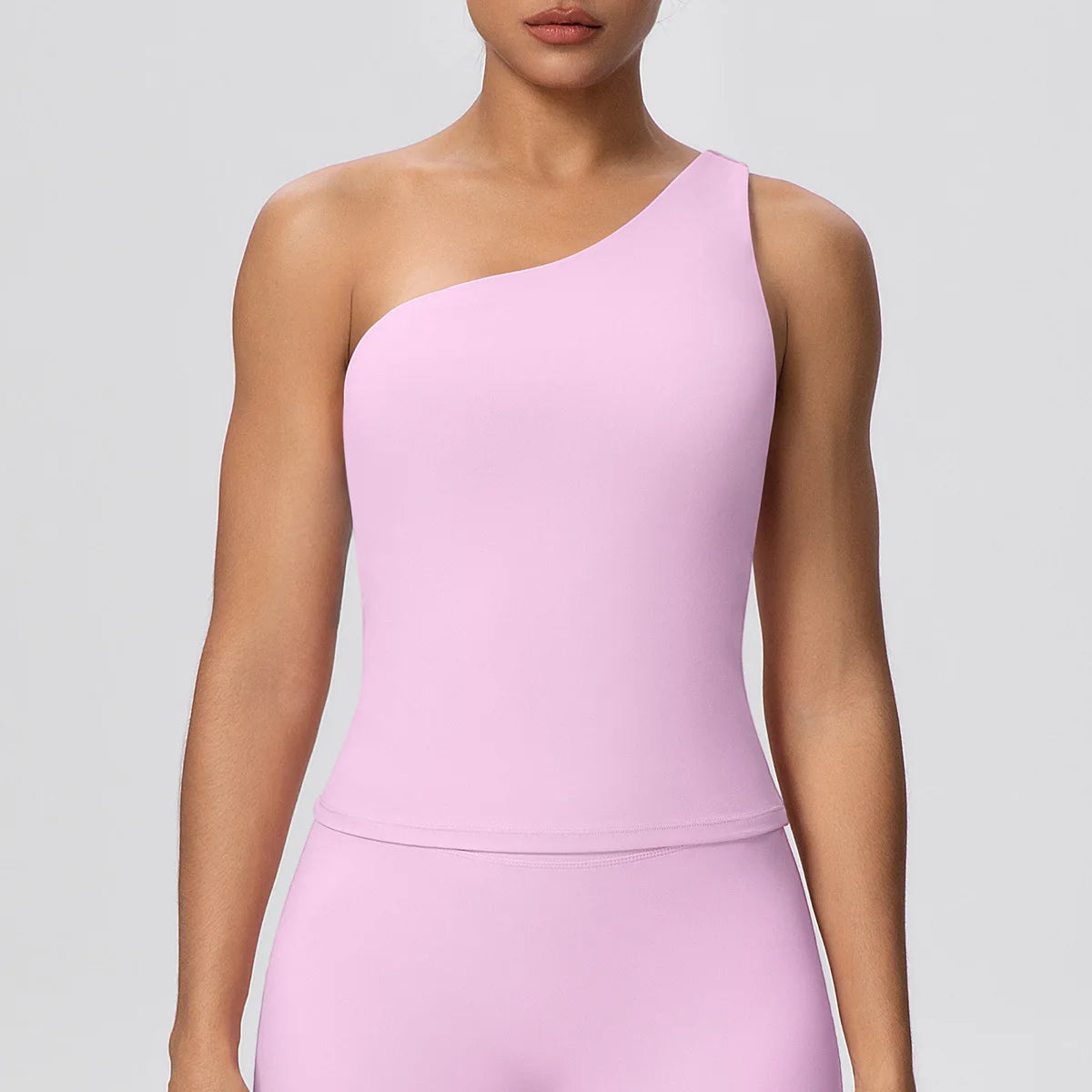 Women Seamless Cloud Feel One-Shoulder Waist-Cinching Yoga Vest Quick-Dry Slimming Sports Shaping Underwear Running Fitness Top
