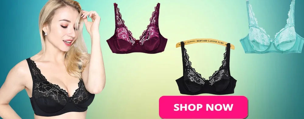 Plus Size Women Lace Bras Perspective Breathable Lager Bosom Bralette Underwired Embroidery Silky Touch BH Top B C D DD E F Cup