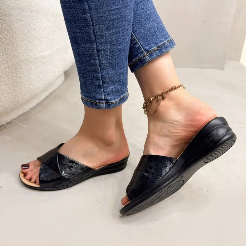 Gold Flat Sequin Cloth Slippers for Women 2026 summer Casual Flat Sandals for Women Fashion Sandals Outdoor Flip Flops36-42