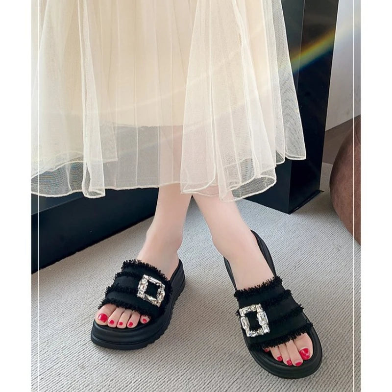 Slippers Women Summer Female Shoes Slides Loafers Fashion 2026 Soft Luxury Casual Leisure Slippers Women Summer Shoes Slides Loa
