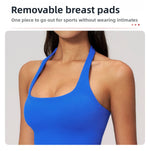 Hanging Neck Yoga Sports Bra Summer Shock Proof Gym High Strength Workout Fitness Underwear Push Up Top Yoga Bra Running Vest