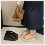Women's Summer 2026 Thick Heel Fashionable Outdoor Wear Platform Beach Roman Shoes Open Toe Roman Style
