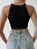 Women's Summer Vest Tassel Hem Sleeveless Cold Shoulder Fashionable Slim Tank Tops casual Y2K Chic Tops