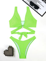 2026 Ring Linked Bikini Solid Bandage Swimwear Female Sexy Swimsuit Women Bathers Bathing Swimming Swim Suit Beachwear