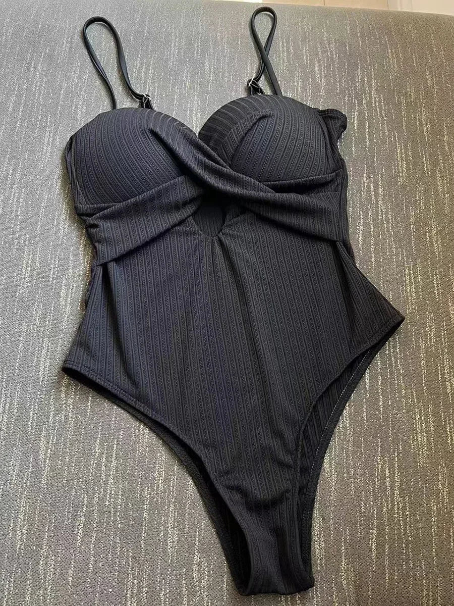 Wrinkled Bra Cup Swimsuits 2025 Female Swimwear One Piece Swimsuit Women Monokini High Cut Bathing Suit Swim Beach Wear Bodysuit