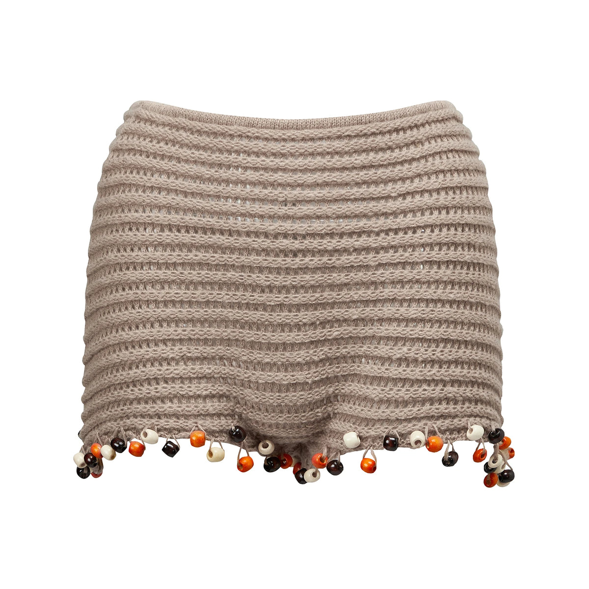 Women's Summer Bead Hem Shorts Trendy Colorful Knit Low Rise Shorts Streetwear Beach Casual Daily Short Pants