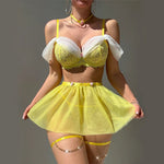 Fairy Sexy Lingerie Lace Bra Mini Skirt G-strings 5 Pieces Women's Underwear Fantasy Lingerie Set Romantic Mesh Erotic Lingerie