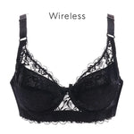 B C D Cup 75-105 Big Size Wire Free Bra Push Up Bra Lace Hollow Out Wireless Lace Underwear Sexy Ultra Thin Transparent Bra 105D