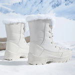 Winter Snow BootsWomen Waterproof Non-Slip Warm Northeast-Style Large Cotton Shoes, Ski , Fleece-Lined,High-Top Cotton Boots