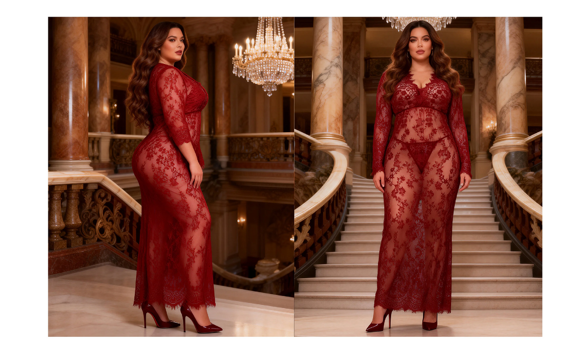 Plus Size Floral Lace Nightgown for Women Maxi Maternity Dress Big Size Beach Cover Up Swimwear Sheer Long Sleepwear Gown