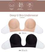 Invisible Push Up Bra Strapless Bras Dress Wedding Party Sticky Self-adhesive Silicone Brassiere Breathable Deep U Bra Underwear