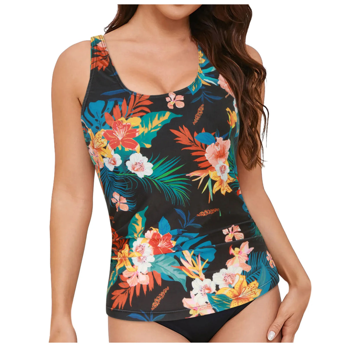 Women Tankini Swimwear Tops Full Coverage Swimsuit Floral Leopard Print Swim Vest Bathing Suit Swimming Suit Summer Beach Wear