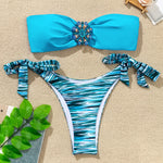 Rhinestone Flower Accessories Swimsuit Women 2026 2-piece Mini Bikini Sexy Strapless Backless Bathing Suit Summer Beach Swimwear