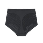 1PC Women Mid-Rise Striped Mesh Shaping Briefs Anti-Chafing Shapers Tummy Control Panties Under Skirt Plus Size Underwear M-3XL