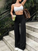 2026 New Casual Wide Leg Yoga Joggers Drawstring Sport Pants Naked Feeling High Stretch Outdoor Loose Sports Pants Spring Style