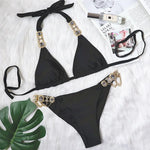 8 Colors Sexy Bikini Women Swimwear Swimsuit Shiny Crystal Diamond Chain Bathing Suit Beach Bikinis Set Female Push Up Biquinis