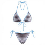 2026 New Womens Stripe Bikini Sets Halter Bra Tops with Tie-up Thong 2 Pcs Set Swimsuits Stylish Sexy Beach Pool Bathing Suit