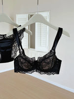 Minimizer Bra Set for Large Bust with U-Back | French Lace Deep V Push Up Anti-Sagging | Women's Sexy Summer Underwear MOYISU AB