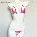 DEKA Women Hollow Out Seamless Mesh Mini Micro Bikinis Set Open Crotch Transparent Swimsuit Beachwear Sunbath Exotic Lingerie