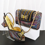 Doershow Italian Shoes And Bag Sets For Evening Party With Stones Italian Leather Handbags Match Bags! HB1-1