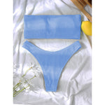 Bandeau Wrinkled Crinkled Bikini Female Swimsuit Women Swimwear Two-pieces Bikini set High Cut Bather Bathing Suit Swim V3314