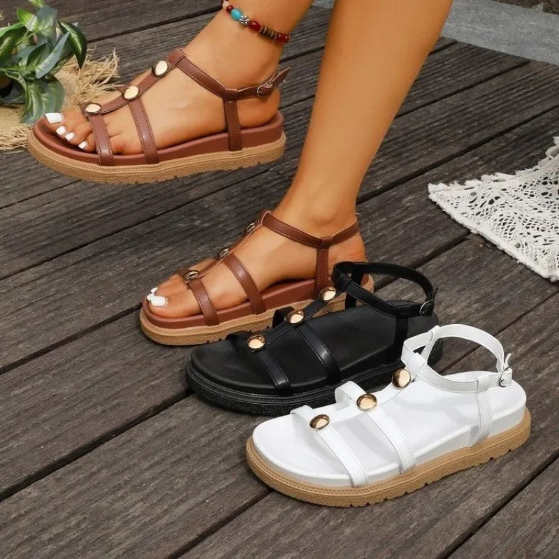Women Summer Sandals CasualStraps Sole Lightweight Elastic Back Strap Girls Sandals