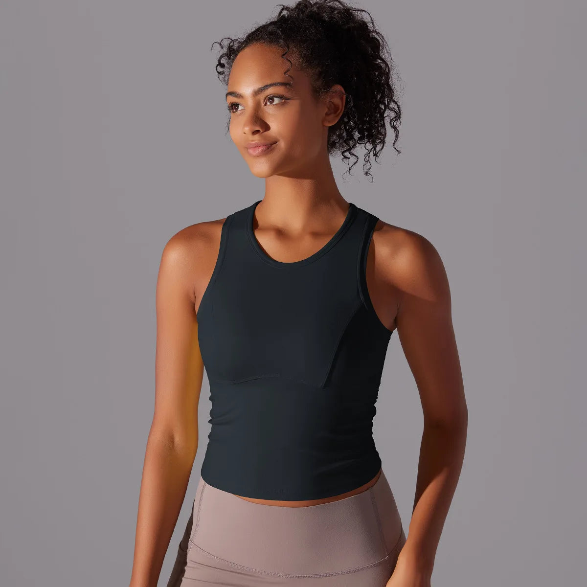 VEQKING Side Pleated Women Sports Bras Built-in Pads Yoga Vest Quick Dry Gym Running Tank Tops High Support Workout Bralettes