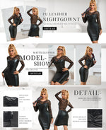 Black Erotic Baby Doll Women Faux Leather Nightgowns Lace Evening Dresses Vestidos Plus Size Dresses Latex Sexy Outfits Lingerie