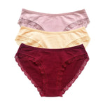 3Pcs/Set Women Lace Briefs Female Underpants Solid Color Pantys M-XL Soft Underwear Sexy Lingerie Intimates Cotton Panties