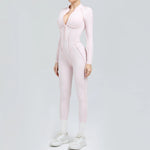 Padded Women Long Sleeve Sport Yoga Jumpsuit Workout Clothes for Women Sportwear Backless Zipper Fitness Gym Outfit