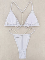 Sexy Pearl Bikinis Extreme Mini Micro String Bikini Female Swimsuit Women Thong Swimwear Two-pieces Bikini Set Bathing Suit Swim