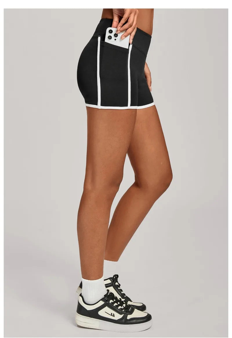 Women's High Waisted Yoga Shorts Slim Fit Hip Lifting Sports Pants Outdoor Running Fitness Gym Workout Shorts