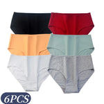 6Pcs/Set Women High Waist Cotton Briefs Breathable Panties Seamless Edge Comfort Underwear Solid Color Soft M-2XL Intimates
