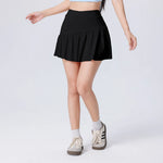 Women High Waist Asymmetrical Tennis Skirt Built-in Shorts Quick Dry Breathable Workout Running Sports Mini Skort