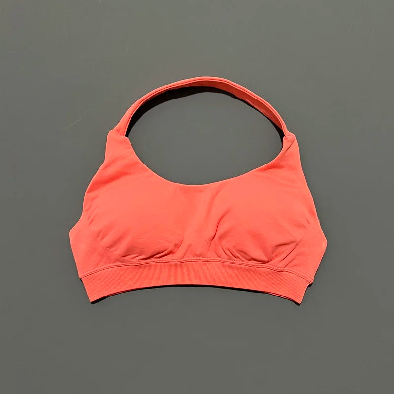 HISTELLO Impacts Sports Bra Women Seamless Yoga Halter Top High Support Push Up Open Back Gym Wear Workout Fitness Underwear